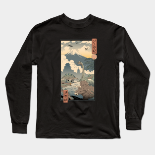 Dinosaur Long Sleeve T-Shirt - Jurassic Ukiyo-e 1 by Vincent Trinidad Art